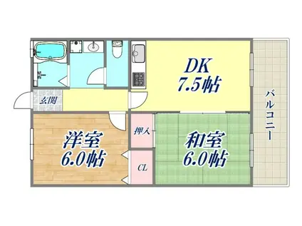 ベラカーサ野上(2DK/1階)の間取り写真