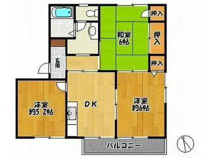 ハイツみずほ A(3DK/2階)の間取り写真