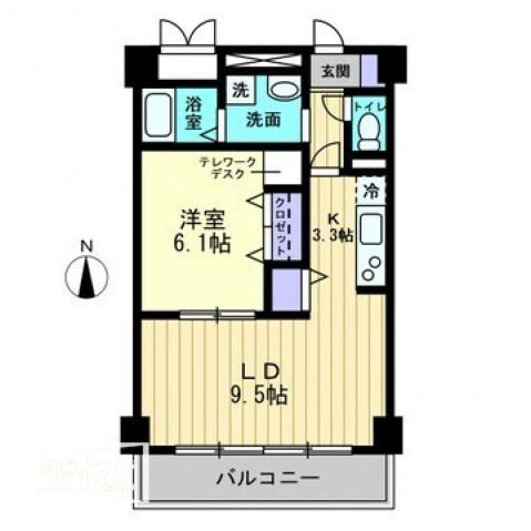 フィール上之町(1LDK/6階)の間取り写真