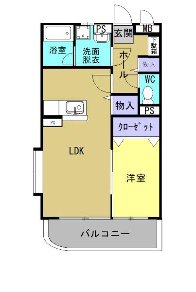 ボヌールコート(1LDK/2階)の間取り写真