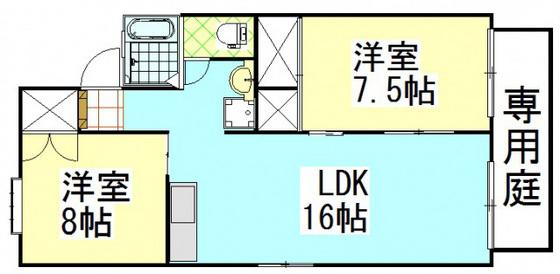 グランドハイツ西崎II(2LDK/1階)の間取り写真