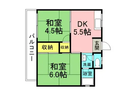山本マンション(2DK/3階)の間取り写真