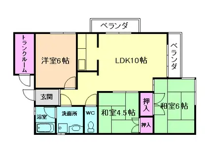 ニューライフ箕面(3LDK/2階)の間取り写真