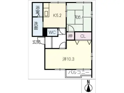 ルミエール真弓A(2K/2階)の間取り写真