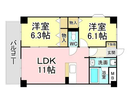 BE STAGE(2LDK/2階)の間取り写真