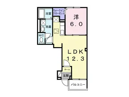 カーサバレンシア多米西町(1LDK/1階)の間取り写真
