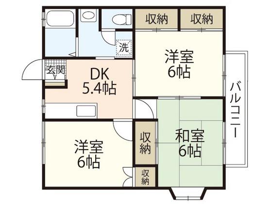 グランデュール横山C棟(3DK/2階)の間取り写真