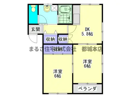 Nフィールド(2DK/2階)の間取り写真