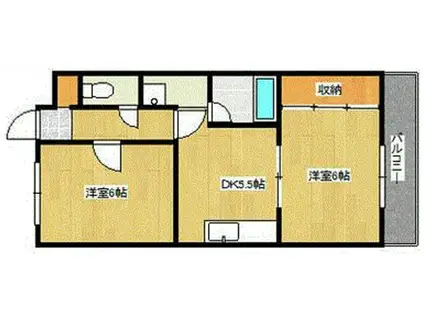 マリンクレール野田(2DK/1階)の間取り写真