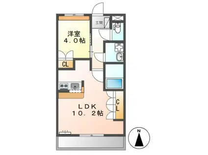 ル・クプルII(1LDK/2階)の間取り写真