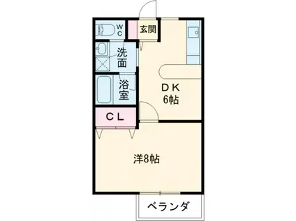 ディンプルハイツII(1DK/1階)の間取り写真