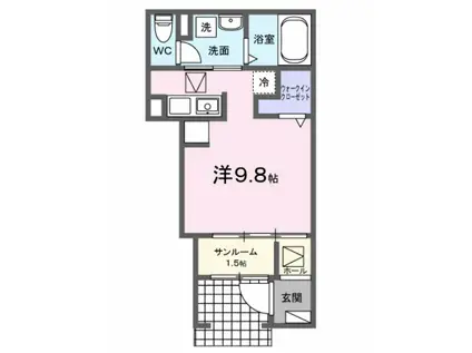 コンフォート25(ワンルーム/1階)の間取り写真