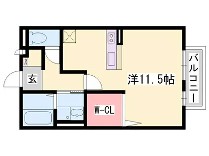 アゼリア宮上 B棟(ワンルーム/1階)の間取り写真