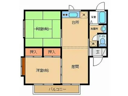 ロイヤルシルティーA棟(2LDK/2階)の間取り写真