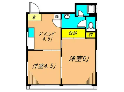 ハイツ武蔵(2DK/2階)の間取り写真