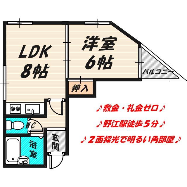 レジデンス野江(1LDK/5階)の間取り写真