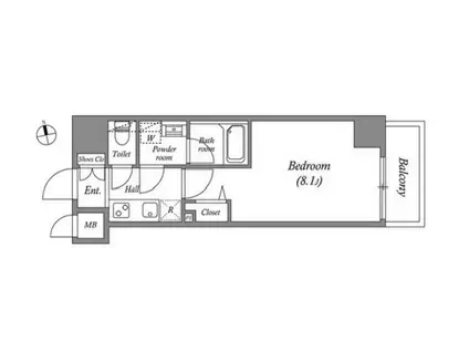 グランパセオ本郷三丁目(1K/9階)の間取り写真