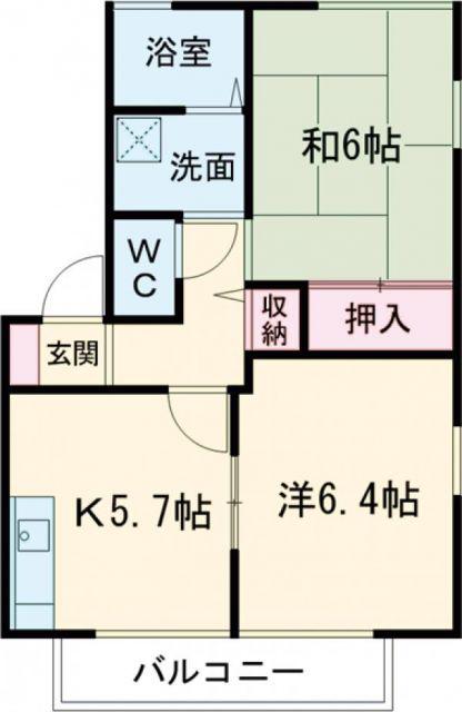 コンフォール石坂 B(2DK/1階)の間取り写真