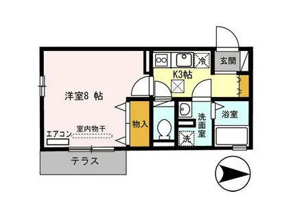 リヤフィールド(1K/2階)の間取り写真