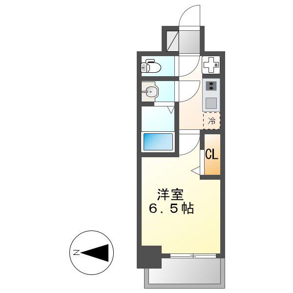 メイクス矢場町II(1K/8階)の間取り写真