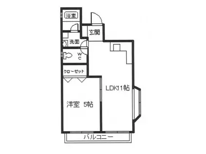 メゾンシックス(1LDK/3階)の間取り写真
