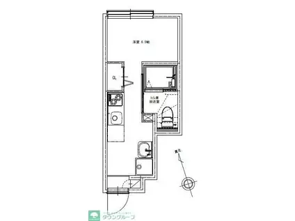 ソルナクレイシア東中野(ワンルーム/1階)の間取り写真