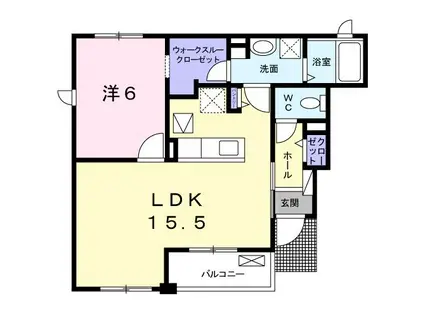 ウインフォートヒルズB(1LDK/1階)の間取り写真