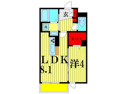 モアニおおたか(1LDK/1階)の間取り写真