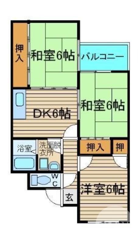 ウエストリバーハイツ(3DK/2階)の間取り写真