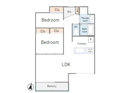 アーバングレイン親水公園(2LDK/1階)の間取り写真