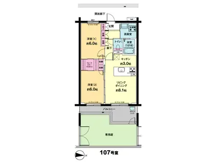 エルズレジデンス小竹向原(2LDK/1階)の間取り写真