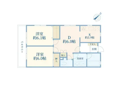 成城コート(2DK/2階)の間取り写真