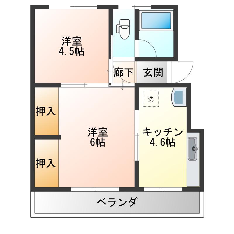 秀山ビル(2DK/2階)の間取り写真