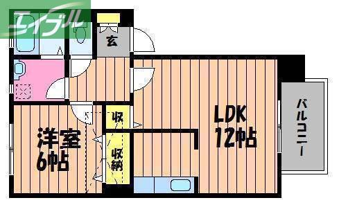 ミーテレーテ中島 II(1LDK/2階)の間取り写真
