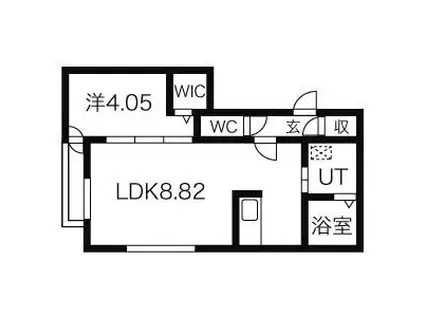 GRANDIR学園前(1LDK/1階)の間取り写真