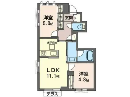 セレスト自由が丘(2LDK/1階)の間取り写真