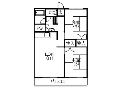 ビレッタ蜆塚S(2LDK/2階)の間取り写真