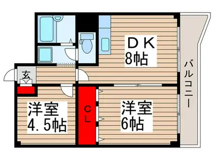 戸田パークハイツ(2DK/4階)の間取り写真