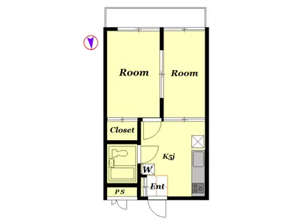 ジョイフル田園調布(2DK/2階)の間取り写真
