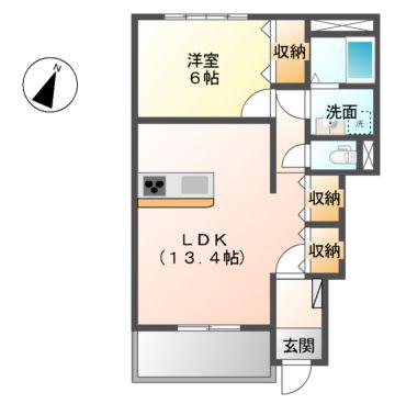 シャトーミニヨン(1LDK/1階)の間取り写真