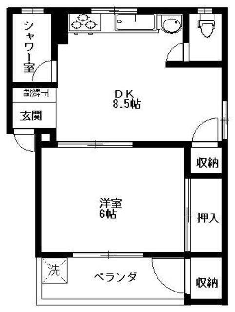 学大マンション(1DK/3階)の間取り写真