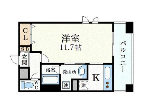 プレジール三ノ宮(1K/8階)の間取り写真