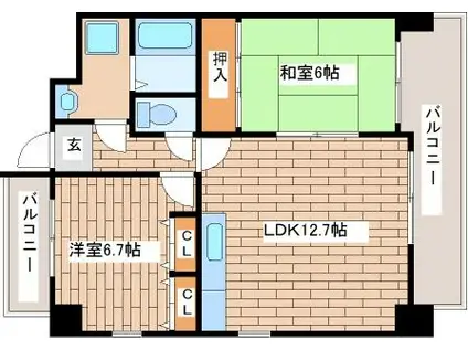 ドミール八雲(2LDK/4階)の間取り写真