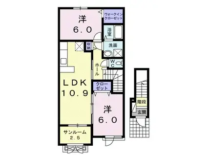 メディオクレールA(2LDK/2階)の間取り写真