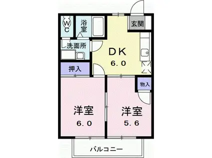 メゾンドストリーム(2DK/1階)の間取り写真