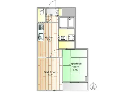 サンシティ鷹番(2K/4階)の間取り写真