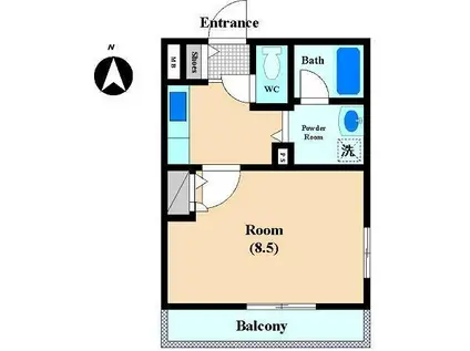 ドエル中川(1K/3階)の間取り写真