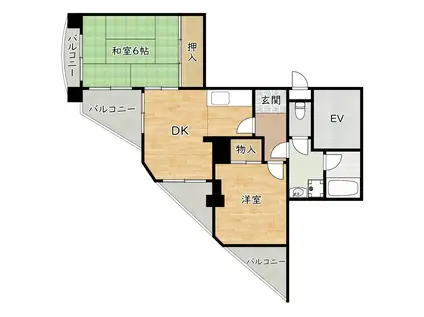 エクセレント野田(2DK/3階)の間取り写真