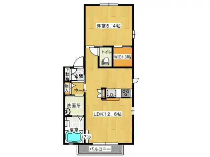 ウッド・チェリー(1LDK/2階)の間取り写真