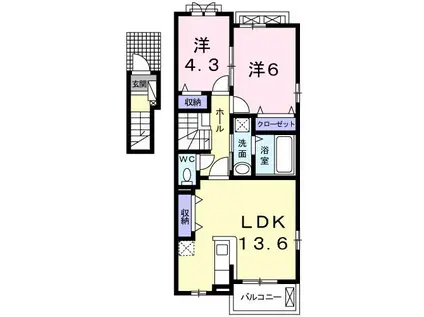 ボヌール(2LDK/2階)の間取り写真